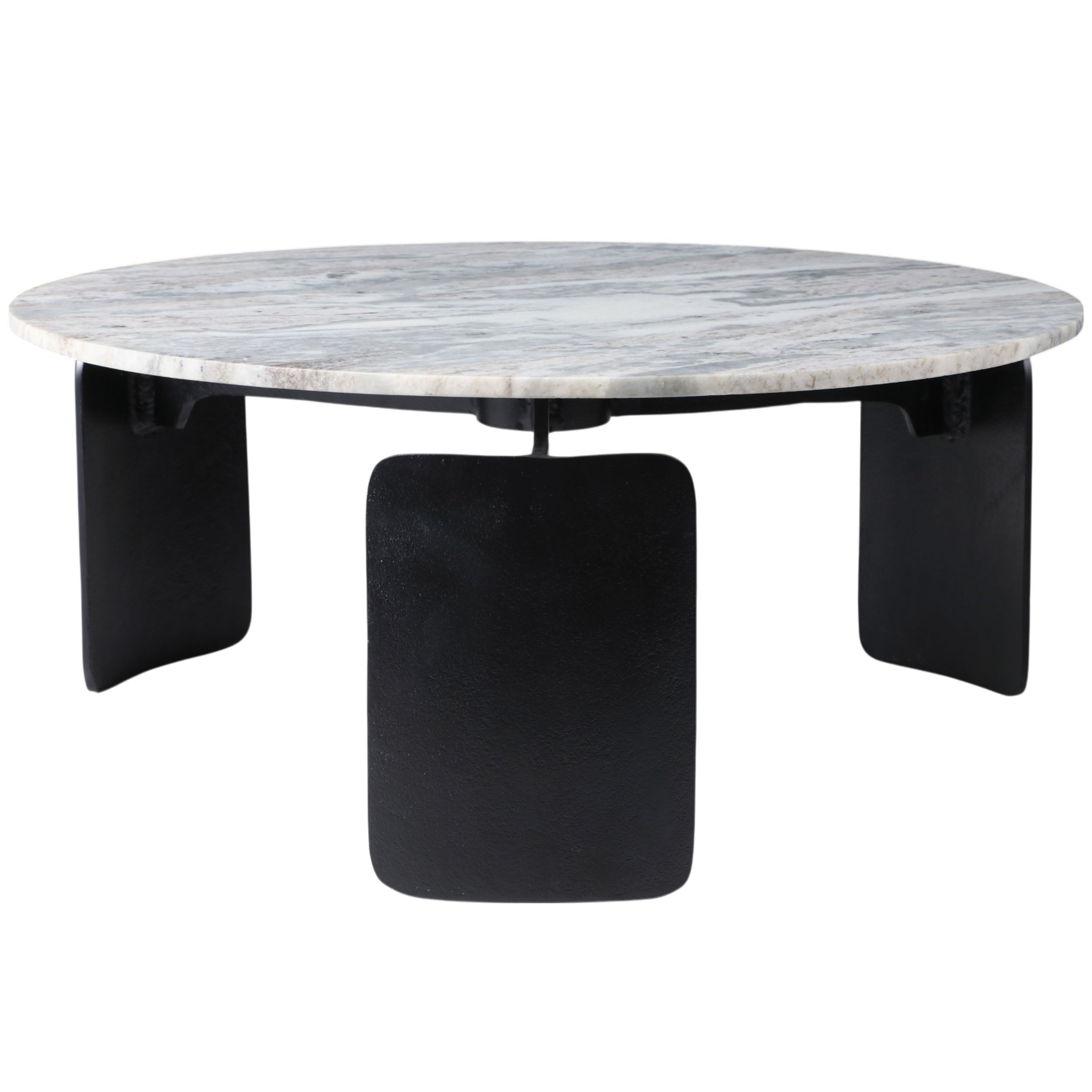 3-Footed Marble Top Coffee Table, Grey